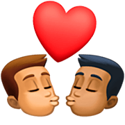👨🏽‍❤️‍💋‍👨🏾 Emoji Beso - Hombre: Tono De Piel Claro Medio en Facebook 14.0.