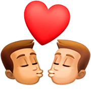 👨🏽‍❤️‍💋‍👨🏼 Emoji Beso - Hombre: Tono De Piel Medio, Hombre: Tono De Piel Claro Medio en Facebook 14.0.
