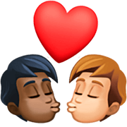 Emoji 🧑🏿‍❤️‍💋‍🧑🏼 Bacio Tra Coppia: persona, persona, Carnagione Scura, Carnagione Abbastanza Chiara su Facebook 14.0.