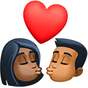 👩🏿‍❤️‍💋‍👨🏾 Emoji sich küssendes Paar - Frau: dunkle Hautfarbe, Mann: mitteldunkle Hautfarbe Facebook 14.0.