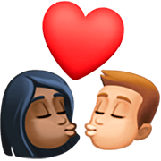 👩🏿‍❤️‍💋‍👨🏼 Emoji sich küssendes Paar - Frau: dunkle Hautfarbe, Mann: mittelhelle Hautfarbe Facebook 14.0.