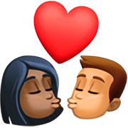 👩🏿‍❤️‍💋‍👨🏽 Emoji Beso - Mujer: Tono De Piel Oscuro, Hombre: Tono De Piel Medio en Facebook 14.0.