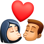 👩🏻‍❤️‍💋‍👨🏽 Emoji sich küssendes Paar - Frau: mittelhelle Hautfarbe, Mann: mittlere Hautfarbe Facebook 14.0.