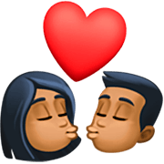 👩🏾‍❤️‍💋‍👨🏾 Emoji sich küssendes Paar - Frau: mitteldunkle Hautfarbe, Mann: mitteldunkle Hautfarbe Facebook 14.0.