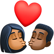👩🏾‍❤️‍💋‍👨🏿 Emoji Beijo - Mulher: Pele Morena Escura, Homem: Pele Escura na Facebook 14.0.