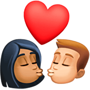👩🏾‍❤️‍💋‍👨🏼 Emoji Beso - Mujer: Tono De Piel Oscuro Medio, Hombre: Tono De Piel Claro Medio en Facebook 14.0.