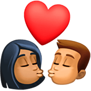 👩🏾‍❤️‍💋‍👨🏽 Emoji Beso - Mujer: Tono De Piel Claro Medio, Hombre: Tono De Piel Medio en Facebook 14.0.