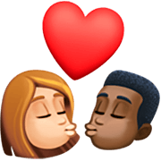 👩🏼‍❤️‍💋‍👨🏿 Emoji sich küssendes Paar - Frau: mittelhelle Hautfarbe, Mann: dunkle Hautfarbe Facebook 14.0.