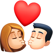 👩🏼‍❤️‍💋‍👨🏻 Emoji Beso - Mujer: Tono De Piel Claro Medio, Hombre: Tono De Piel Claro en Facebook 14.0.