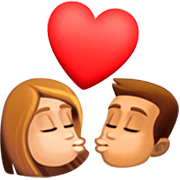 👩🏼‍❤️‍💋‍👨🏽 Emoji Beso - Mujer: Tono De Piel Claro Medio, Hombre: Tono De Piel Medio en Facebook 14.0.