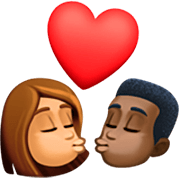 👩🏽‍❤️‍💋‍👨🏿 Emoji sich küssendes Paar - Frau: mittlere Hautfarbe, Mann: dunkle Hautfarbe Facebook 14.0.