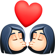 👩🏻‍❤️‍💋‍👩🏻 Emoji sich küssendes Paar - Frau: helle Hautfarbe, Frau: helle Hautfarbe Facebook 14.0.