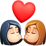👩🏻‍❤️‍💋‍👩🏼 Emoji sich küssendes Paar - Frau: helle Hautfarbe, Frau: mittelhelle Hautfarbe Facebook 14.0.