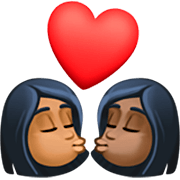 👩🏾‍❤️‍💋‍👩🏿 Emoji sich küssendes Paar - Frau: mitteldunkle Hautfarbe, Frau: dunkle Hautfarbe Facebook 14.0.