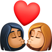 👩🏾‍❤️‍💋‍👩🏼 Emoji sich küssendes Paar - Frau: mitteldunkle Hautfarbe, Frau: mittelhelle Hautfarbe Facebook 14.0.