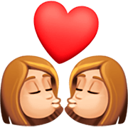 👩🏼‍❤️‍💋‍👩🏼 Emoji sich küssendes Paar - Frau: mittelhelle Hautfarbe, Frau: mittelhelle Hautfarbe Facebook 14.0.