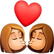 👩🏼‍❤️‍💋‍👩🏽 Emoji sich küssendes Paar - Frau: mittelhelle Hautfarbe, Frau: mittlere Hautfarbe Facebook 14.0.