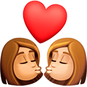 👩🏽‍❤️‍💋‍👩🏼 Emoji sich küssendes Paar - Frau: mittlere Hautfarbe, Frau: mittelhelle Hautfarbe Facebook 14.0.