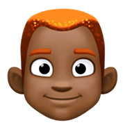 👨🏿‍🦰 Emoji Mann: dunkle Hautfarbe, rotes Haar Facebook 14.0.