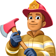 Emoji 👨🏽‍🚒 Pompiere Uomo: Carnagione Olivastra su Facebook 14.0.