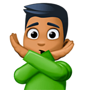 🙅🏾‍♂️ Emoji Mann mit überkreuzten Armen: mitteldunkle Hautfarbe Facebook 14.0.