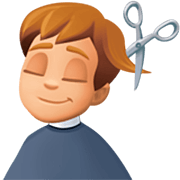 💇🏼‍♂️ Emoji Mann beim Haareschneiden: mittelhelle Hautfarbe Facebook 14.0.