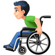 👨🏻‍🦽 Emoji Homem Em Cadeira De Rodas Manual: Pele Clara na Facebook 14.0.