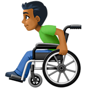 👨🏾‍🦽 Emoji Homem Em Cadeira De Rodas Manual: Pele Morena Escura na Facebook 14.0.