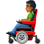 👨🏾‍🦼 Emoji Homem Em Cadeira De Rodas Motorizada: Pele Morena Escura na Facebook 14.0.