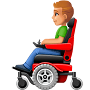 👨🏼‍🦼 Emoji Mann in elektrischem Rollstuhl: mittelhelle Hautfarbe Facebook 14.0.