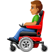 👨🏽‍🦼 Emoji Homem Em Cadeira De Rodas Motorizada: Pele Morena na Facebook 14.0.
