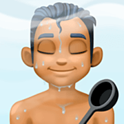 🧖🏾‍♂️ Emoji Homem Na Sauna: Pele Morena Escura na Facebook 14.0.