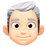 👨🏻‍🦳 Emoji Mann: helle Hautfarbe, weißes Haar Facebook 14.0.