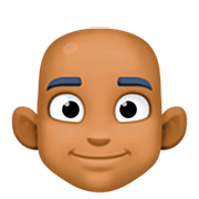 👨🏾‍🦲 Emoji Mann: mitteldunkle Hautfarbe, Glatze Facebook 14.0.