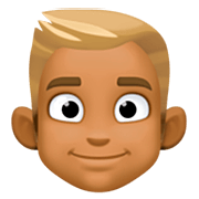 👱🏾‍♂️ Emoji Hombre Rubio: Tono De Piel Oscuro Medio en Facebook 14.0.