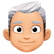 👨🏼‍🦳 Emoji Mann: mittelhelle Hautfarbe, weißes Haar Facebook 14.0.
