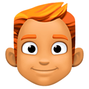 👨🏽‍🦰 Emoji Mann: mittlere Hautfarbe, rotes Haar Facebook 14.0.
