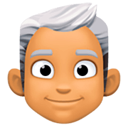 Emoji 👨🏽‍🦳 Uomo: Carnagione Olivastra E Capelli Bianchi su Facebook 14.0.
