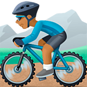 🚵🏾‍♂️ Emoji Mountainbiker: mitteldunkle Hautfarbe Facebook 14.0.