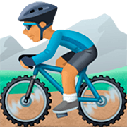 🚵🏽‍♂️ Emoji Homem Fazendo Mountain Bike: Pele Morena na Facebook 14.0.