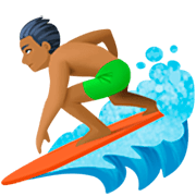Emoji 🏄🏾‍♂️ Surfista Uomo: Carnagione Abbastanza Scura su Facebook 14.0.