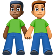 👨🏿‍🤝‍👨🏽 Emoji händchenhaltende Männer: dunkle Hautfarbe, mittlere Hautfarbe Facebook 14.0.
