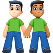 Emoji 👨🏻‍🤝‍👨🏾 Due Uomini Che Si Tengono Per Mano: Carnagione Chiara E Carnagione Abbastanza Scura su Facebook 14.0.