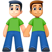 👨🏻‍🤝‍👨🏽 Emoji händchenhaltende Männer: helle Hautfarbe, mittlere Hautfarbe Facebook 14.0.