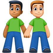 Emoji 👨🏾‍🤝‍👨🏼 Due Uomini Che Si Tengono Per Mano: Carnagione Abbastanza Scura E Carnagione Abbastanza Chiara su Facebook 14.0.