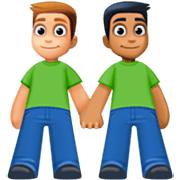 👨🏼‍🤝‍👨🏾 Emoji händchenhaltende Männer: mittelhelle Hautfarbe, mitteldunkle Hautfarbe Facebook 14.0.