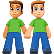👨🏽‍🤝‍👨🏼 Emoji händchenhaltende Männer: mittlere Hautfarbe, mittelhelle Hautfarbe Facebook 14.0.