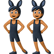 👯🏾 Emoji Personas Con Orejas De Conejo: Tono De Piel Oscuro Medio en Facebook 14.0.
