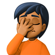 Emoji 🤦🏾 Persona Esasperata: Carnagione Abbastanza Scura su Facebook 14.0.