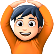 🙆🏻 Emoji Person mit Händen auf dem Kopf: helle Hautfarbe Facebook 14.0.